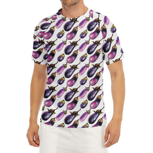 Watercolor Eggplant Pattern Print Men's Short Sleeve Rash Guard