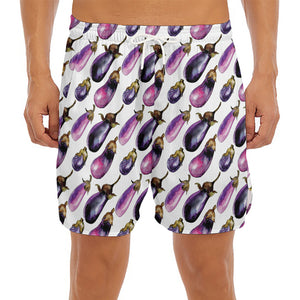 Watercolor Eggplant Pattern Print Men's Split Running Shorts