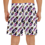 Watercolor Eggplant Pattern Print Men's Split Running Shorts