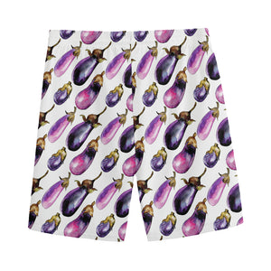 Watercolor Eggplant Pattern Print Men's Sports Shorts