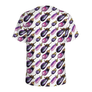 Watercolor Eggplant Pattern Print Men's Sports T-Shirt