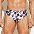 Watercolor Eggplant Pattern Print Men's Swim Briefs