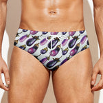 Watercolor Eggplant Pattern Print Men's Swim Briefs