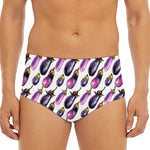 Watercolor Eggplant Pattern Print Men's Triangle Swim Briefs