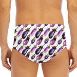 Watercolor Eggplant Pattern Print Men's Triangle Swim Briefs