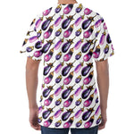 Watercolor Eggplant Pattern Print Men's Velvet T-Shirt