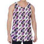 Watercolor Eggplant Pattern Print Men's Velvet Tank Top