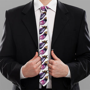 Watercolor Eggplant Pattern Print Necktie