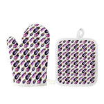 Watercolor Eggplant Pattern Print Oven Mitt And Pot Holder Set