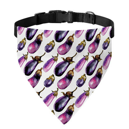 Watercolor Eggplant Pattern Print Over The Collar Dog Bandana