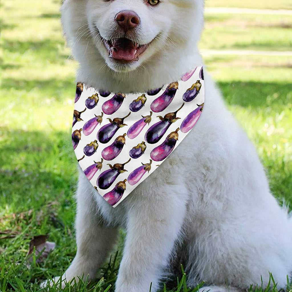 Watercolor Eggplant Pattern Print Over The Collar Dog Bandana