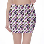 Watercolor Eggplant Pattern Print Pencil Mini Skirt