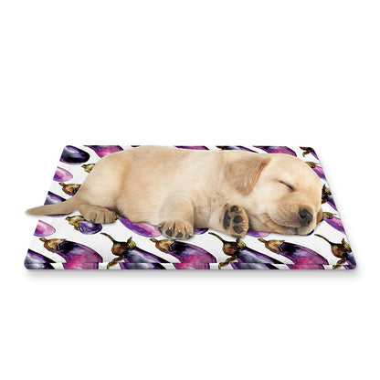 Watercolor Eggplant Pattern Print Pet Cooling Mat Cover