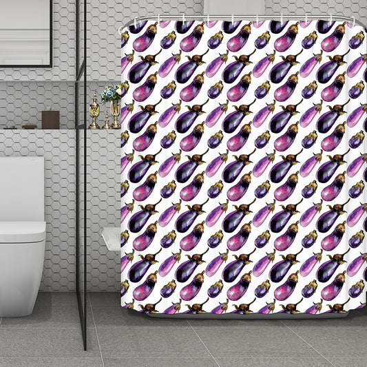 Watercolor Eggplant Pattern Print Polyester Shower Curtain