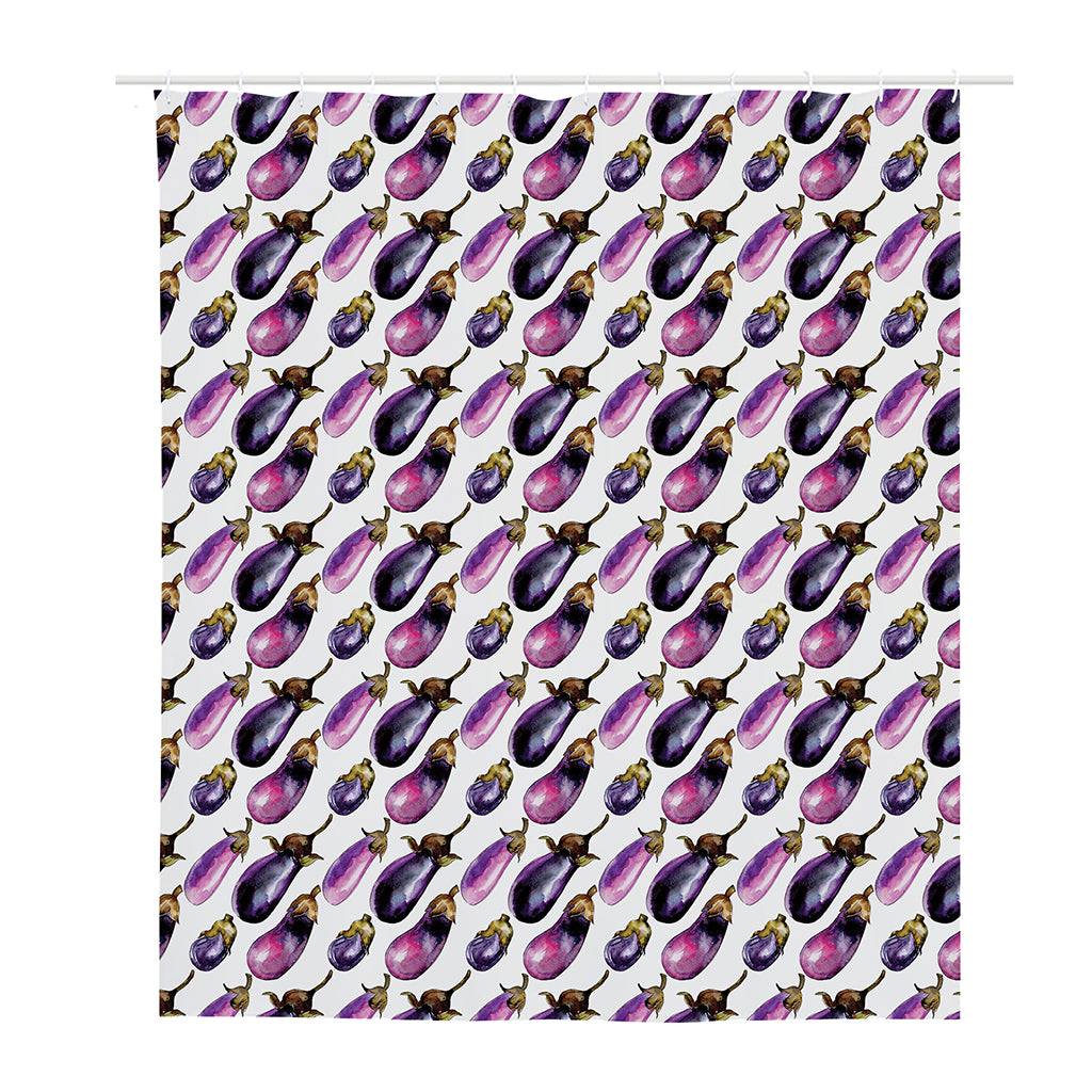 Watercolor Eggplant Pattern Print Polyester Shower Curtain