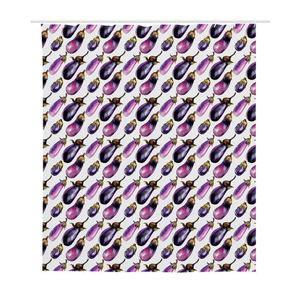 Watercolor Eggplant Pattern Print Polyester Shower Curtain