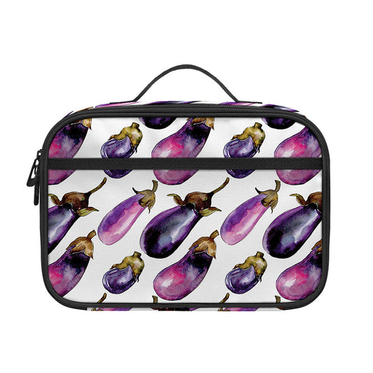 Watercolor Eggplant Pattern Print Portable Lunch Bag