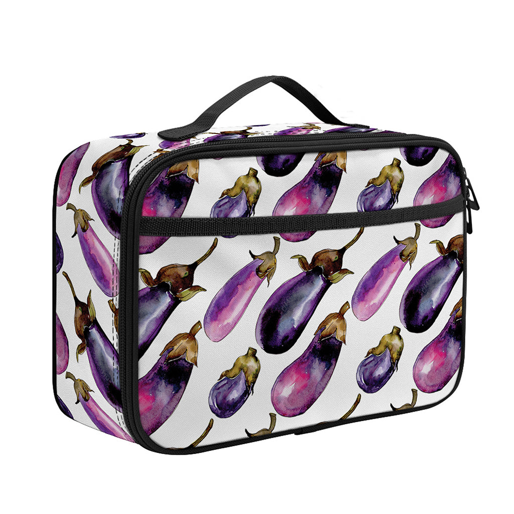 Watercolor Eggplant Pattern Print Portable Lunch Bag