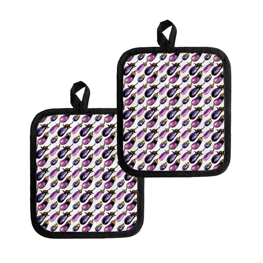 Watercolor Eggplant Pattern Print Pot Holders
