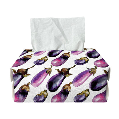 Watercolor Eggplant Pattern Print Rectangle Tissue Box Cover