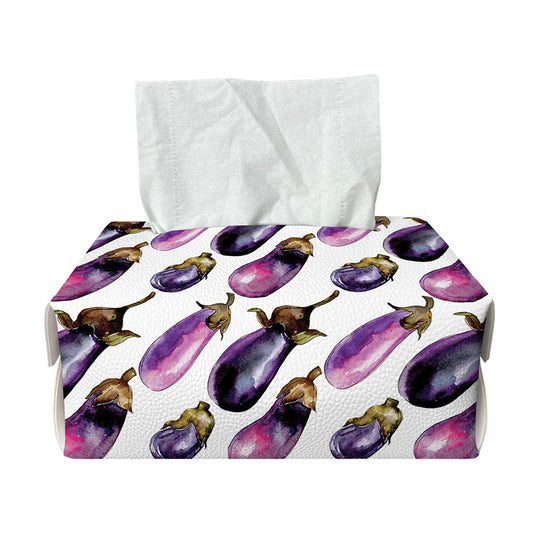 Watercolor Eggplant Pattern Print Rectangle Tissue Box Cover