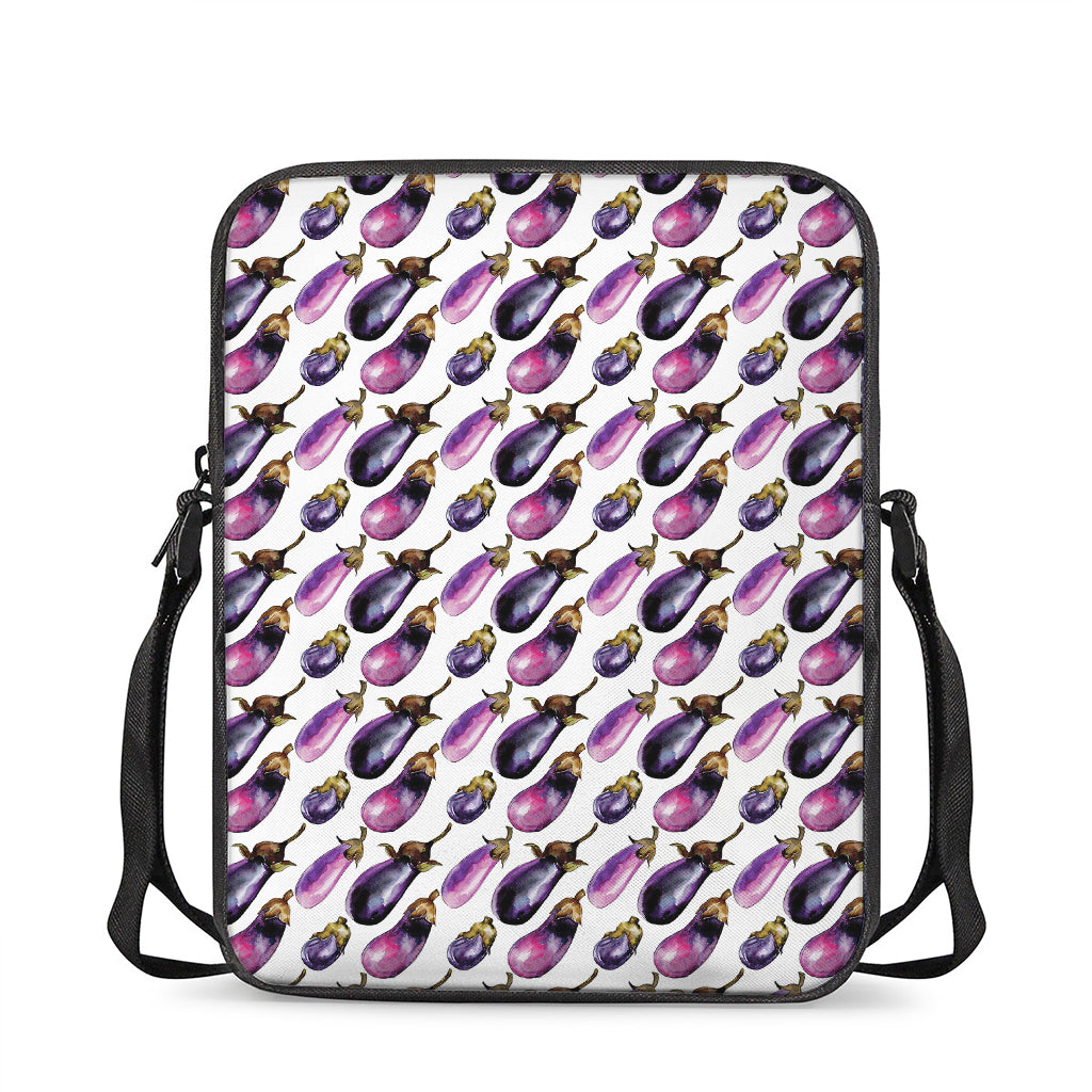 Watercolor Eggplant Pattern Print Rectangular Crossbody Bag