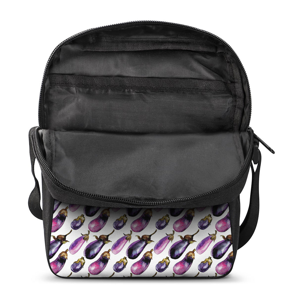 Watercolor Eggplant Pattern Print Rectangular Crossbody Bag