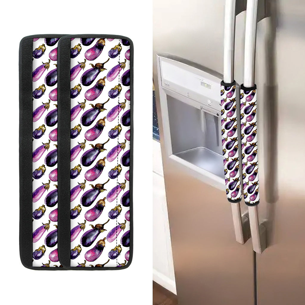 Watercolor Eggplant Pattern Print Refrigerator Handle Covers