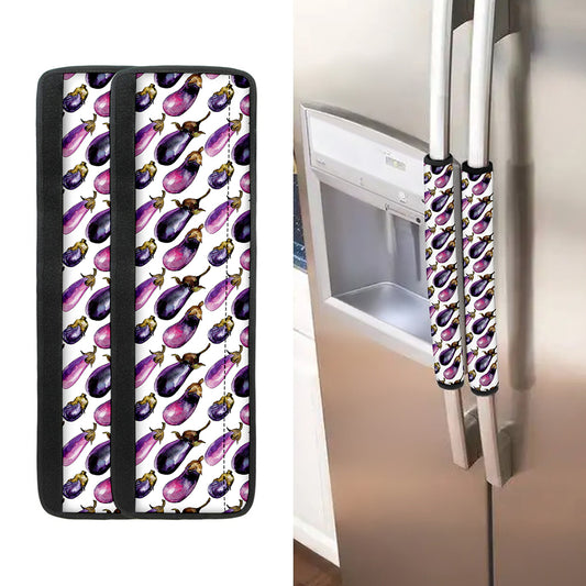 Watercolor Eggplant Pattern Print Refrigerator Handle Covers