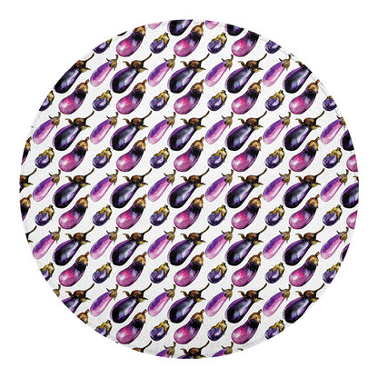 Watercolor Eggplant Pattern Print Round Blanket