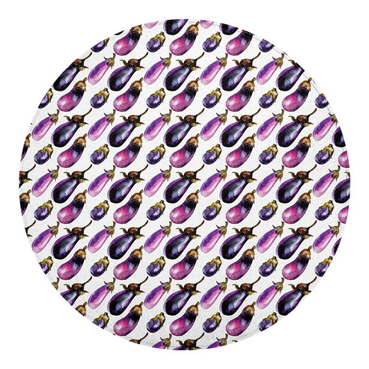 Watercolor Eggplant Pattern Print Round Blanket