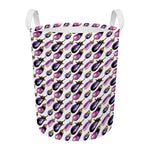 Watercolor Eggplant Pattern Print Round Laundry Basket