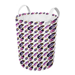 Watercolor Eggplant Pattern Print Round Laundry Basket