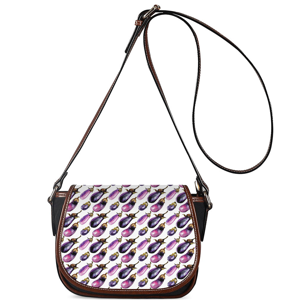 Watercolor Eggplant Pattern Print Saddle Bag