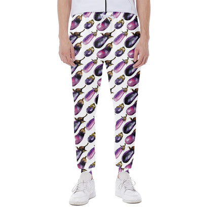 Watercolor Eggplant Pattern Print Scuba Joggers