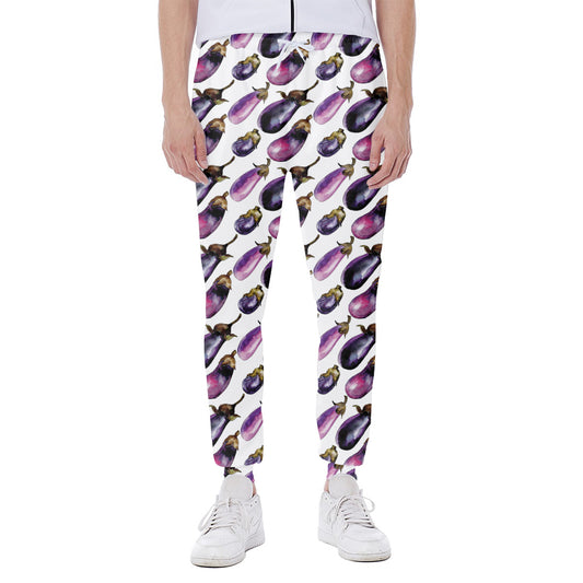 Watercolor Eggplant Pattern Print Scuba Joggers