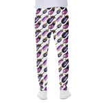 Watercolor Eggplant Pattern Print Scuba Joggers