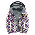 Watercolor Eggplant Pattern Print Sherpa Lined Zip Up Hoodie
