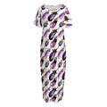 Watercolor Eggplant Pattern Print Short Sleeve Long Nightdress