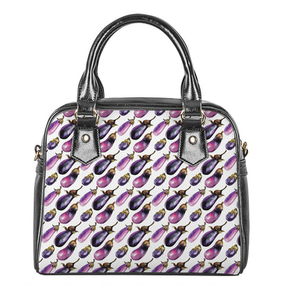 Watercolor Eggplant Pattern Print Shoulder Handbag