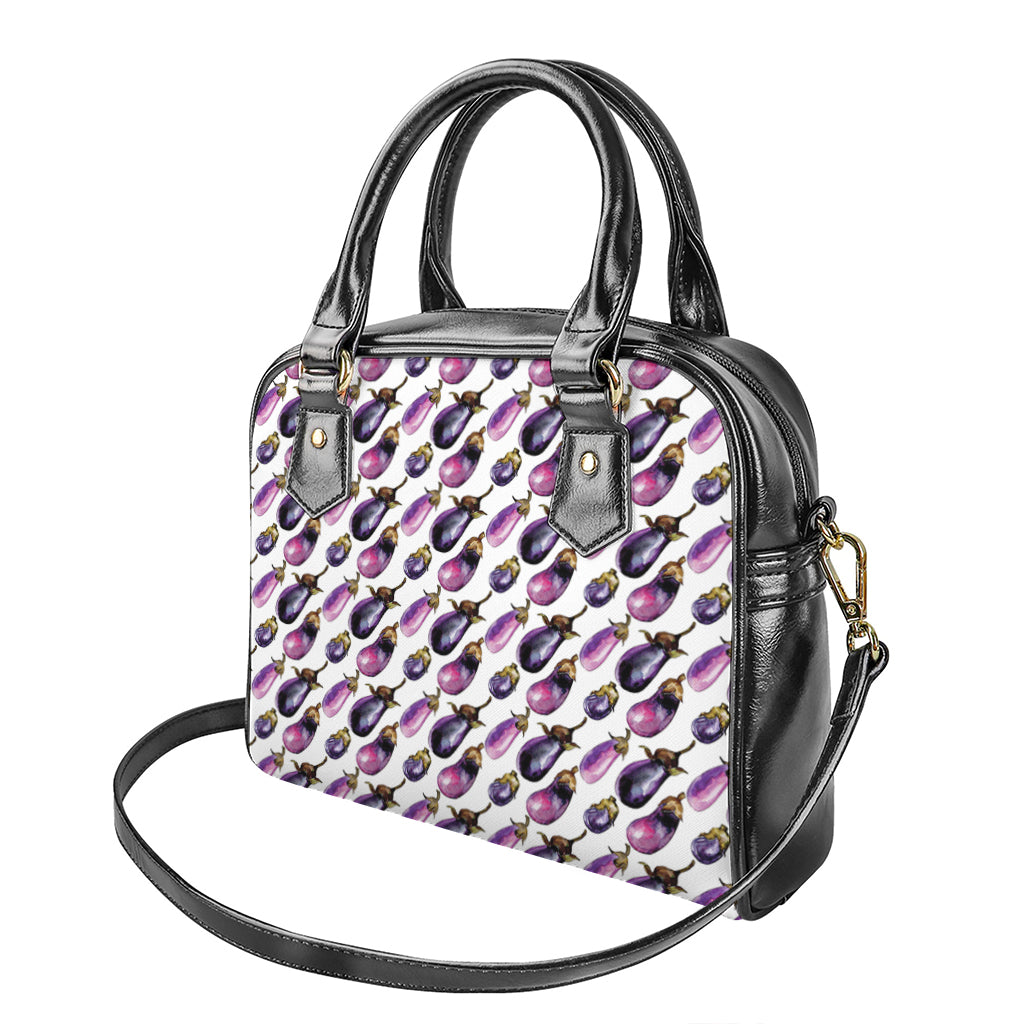 Watercolor Eggplant Pattern Print Shoulder Handbag