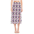 Watercolor Eggplant Pattern Print Side Slit Midi Skirt