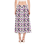 Watercolor Eggplant Pattern Print Side Slit Midi Skirt