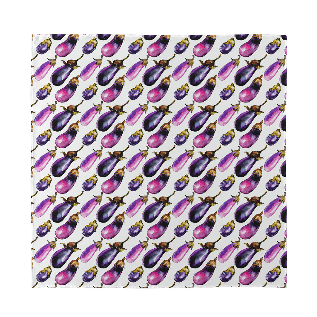 Watercolor Eggplant Pattern Print Silk Bandana