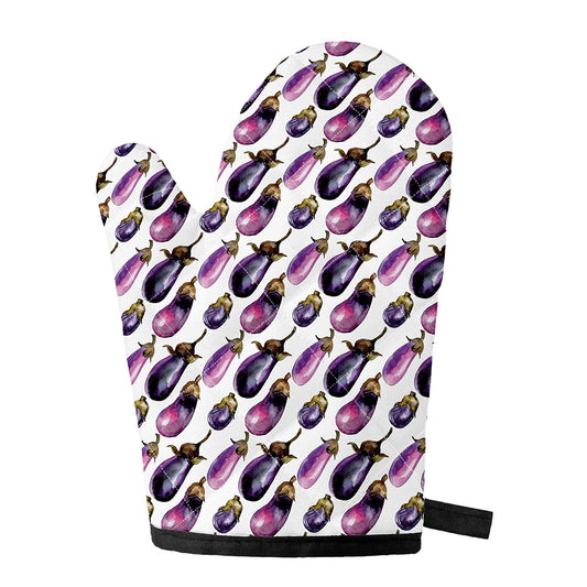 Watercolor Eggplant Pattern Print Single Oven Mitt