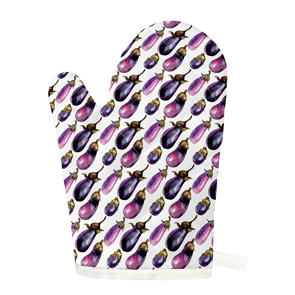 Watercolor Eggplant Pattern Print Single Oven Mitt