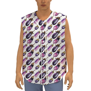 Watercolor Eggplant Pattern Print Sleeveless Baseball Jersey