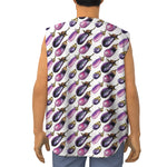 Watercolor Eggplant Pattern Print Sleeveless Baseball Jersey