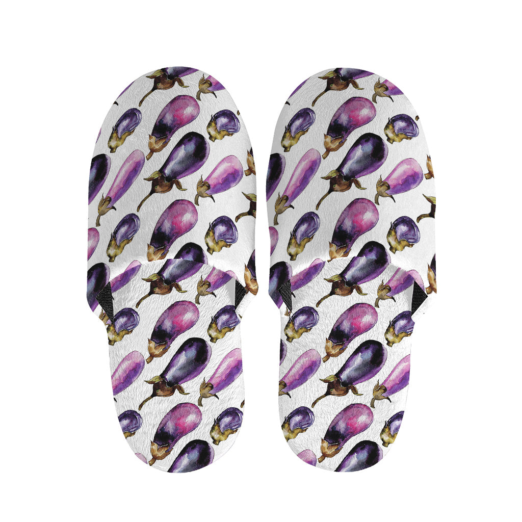 Watercolor Eggplant Pattern Print Slippers