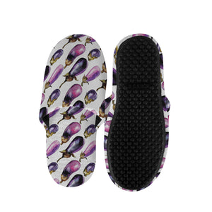 Watercolor Eggplant Pattern Print Slippers